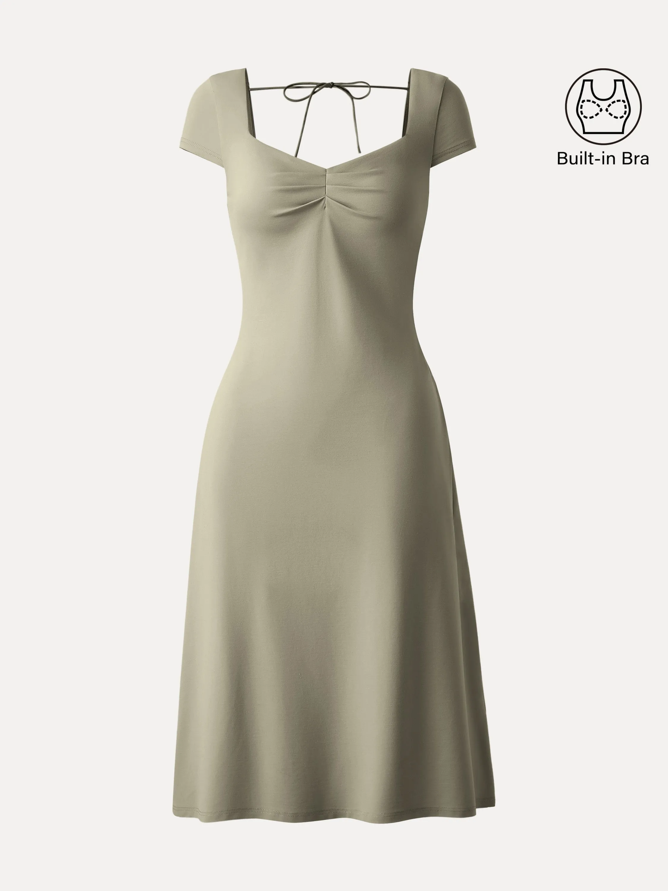 Diamond Neck Open Back Midi New Airy Brami Dress