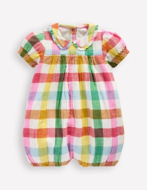 Double Cloth Romper-Multi Check