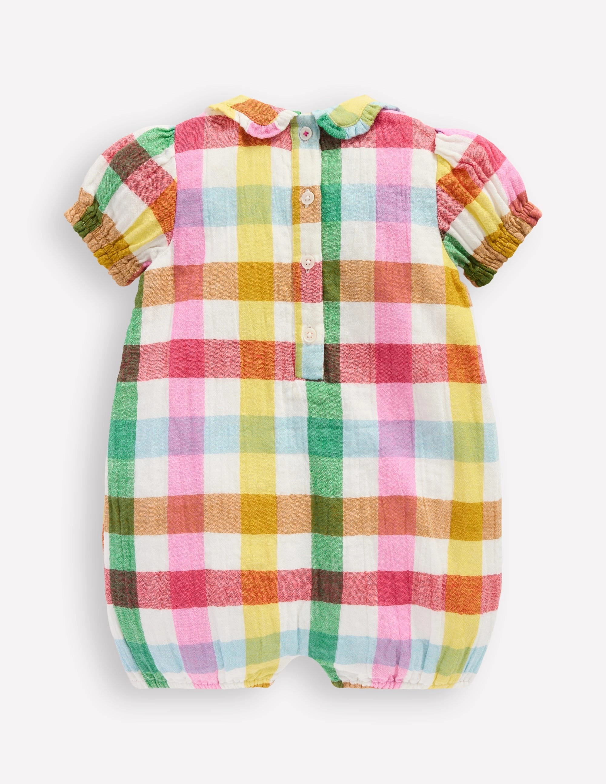 Double Cloth Romper-Multi Check
