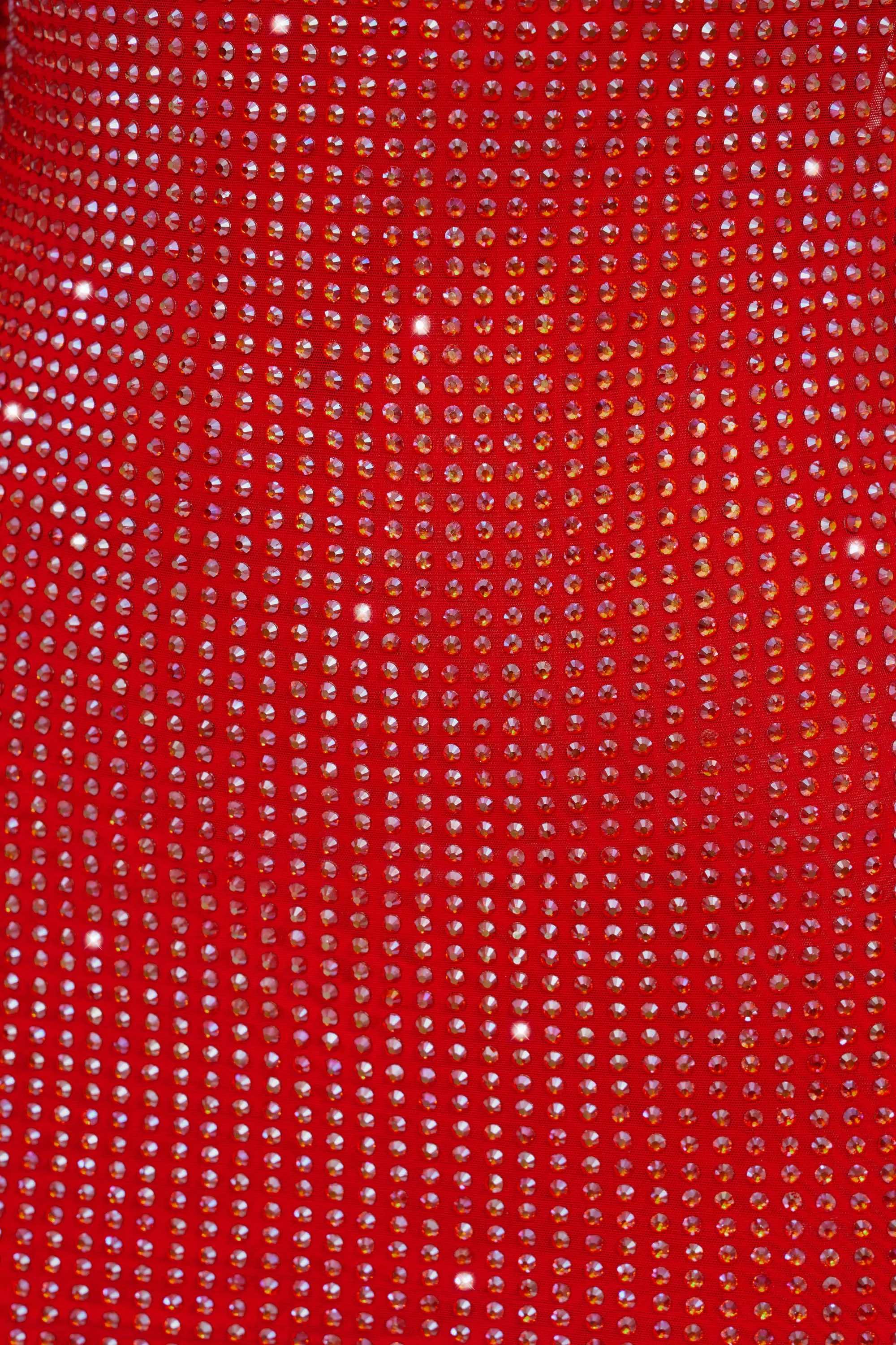 Embellished High Neck Cowl Back Mini Dress in Fire Red
