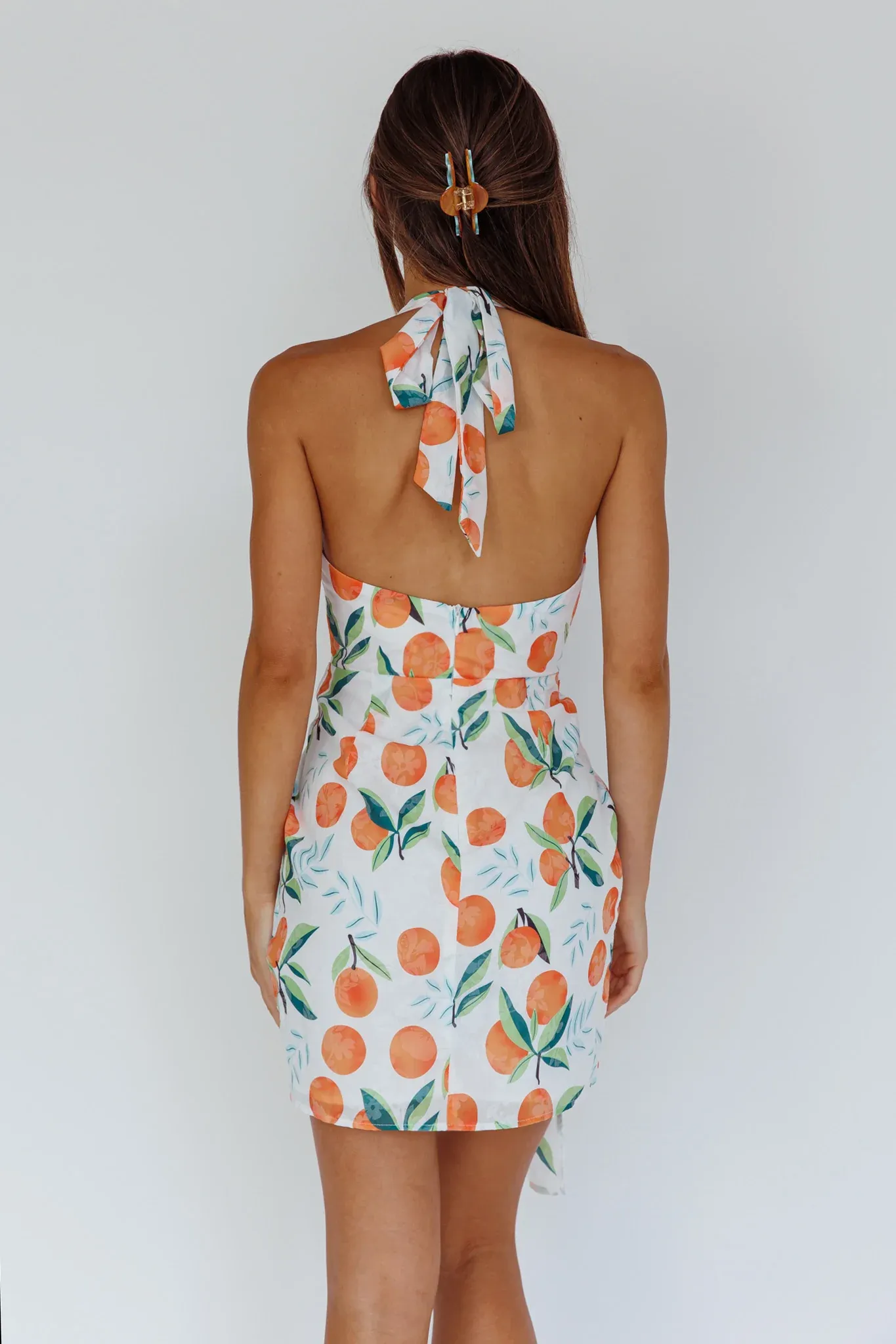 Euro Trip Halter Wrap Mini Dress Orange