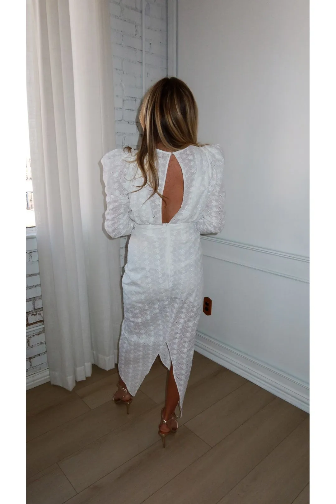 Evelyn Shirred V-Neck Dress