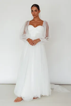 Fairytale Dream Sheer Sleeve Maxi Dress White