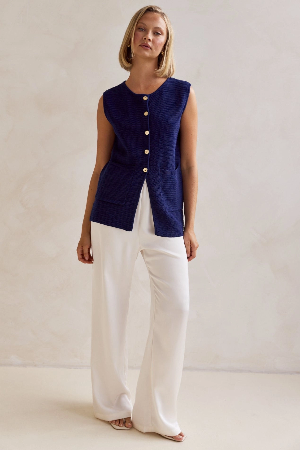 Freja Knit Vest (Navy)