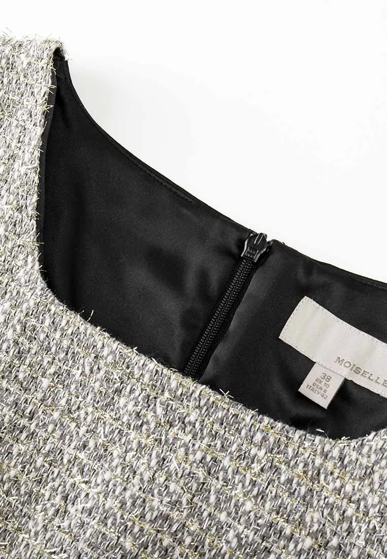 Gem-detail Square Collar Pocket Dress