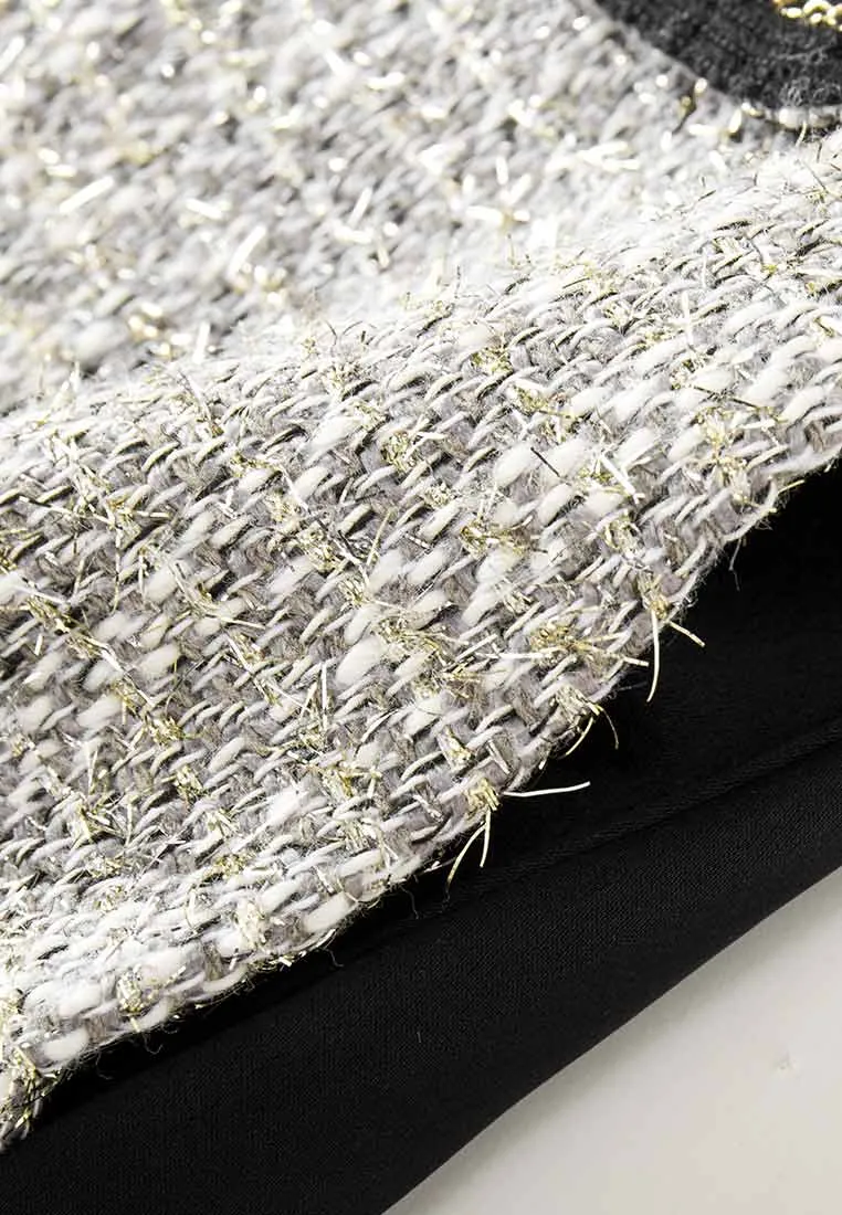 Gem-detail Square Collar Pocket Dress