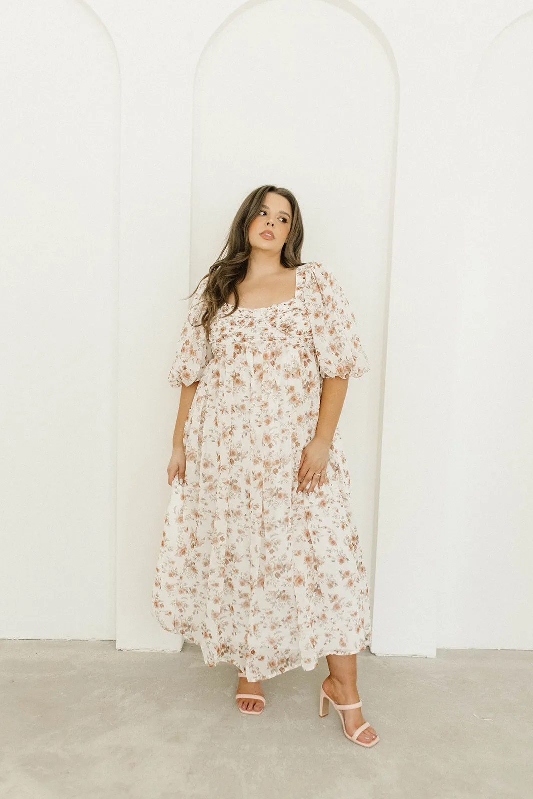 Harlow Maxi Dress in Ivory Floral - Bump Friendly & Inclusive Sizing (S-3XL)