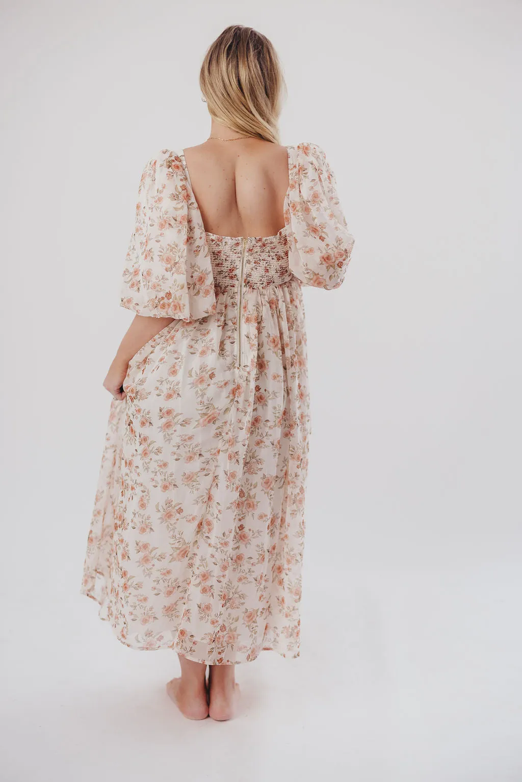 Harlow Maxi Dress in Ivory Floral - Bump Friendly & Inclusive Sizing (S-3XL)