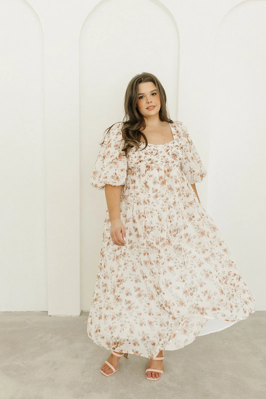 Harlow Maxi Dress in Ivory Floral - Bump Friendly & Inclusive Sizing (S-3XL)