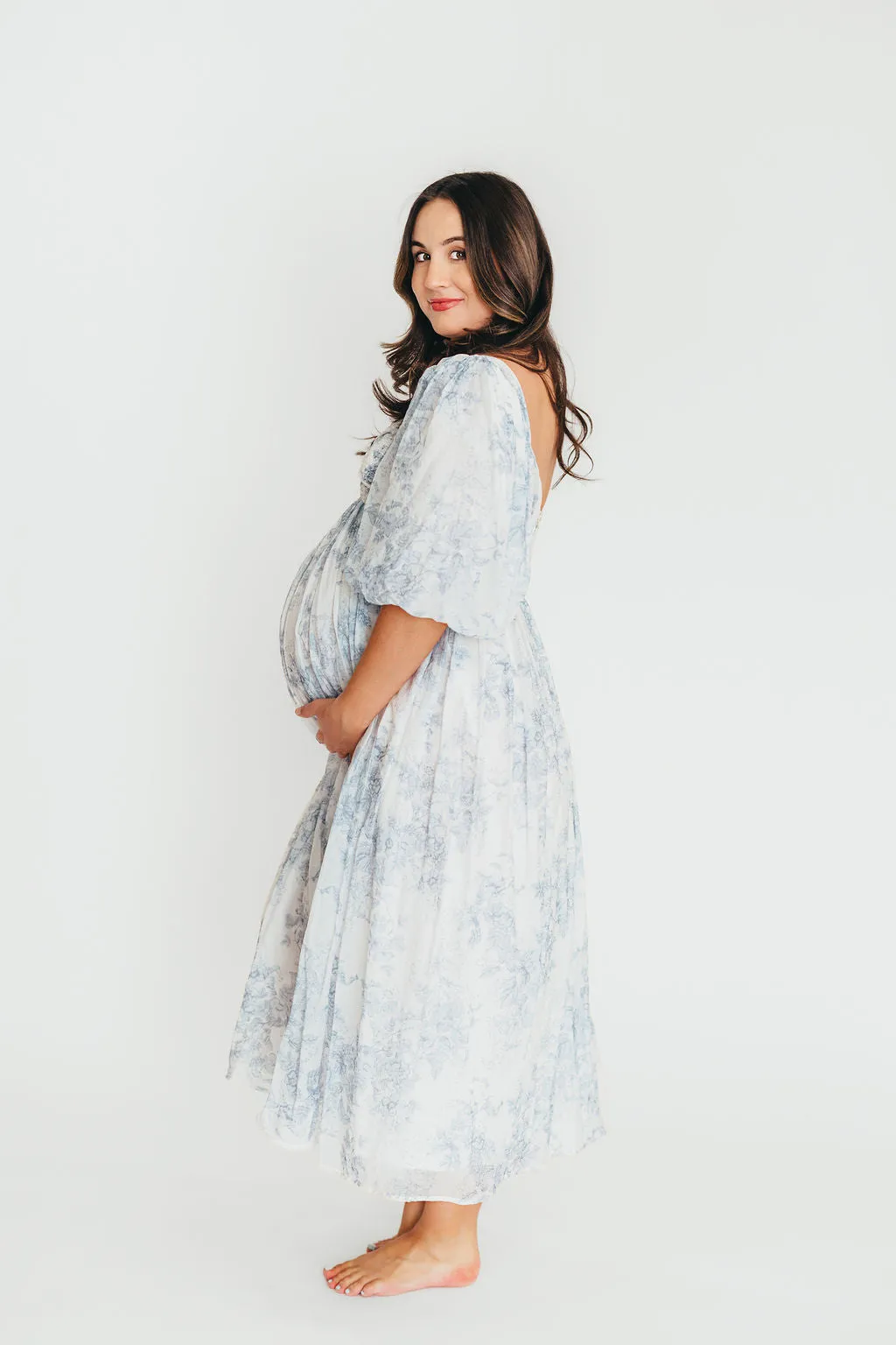 Harlow Maxi Dress in Light Blue Floral - Bump Friendly and Size Inclusive (S-3XL)