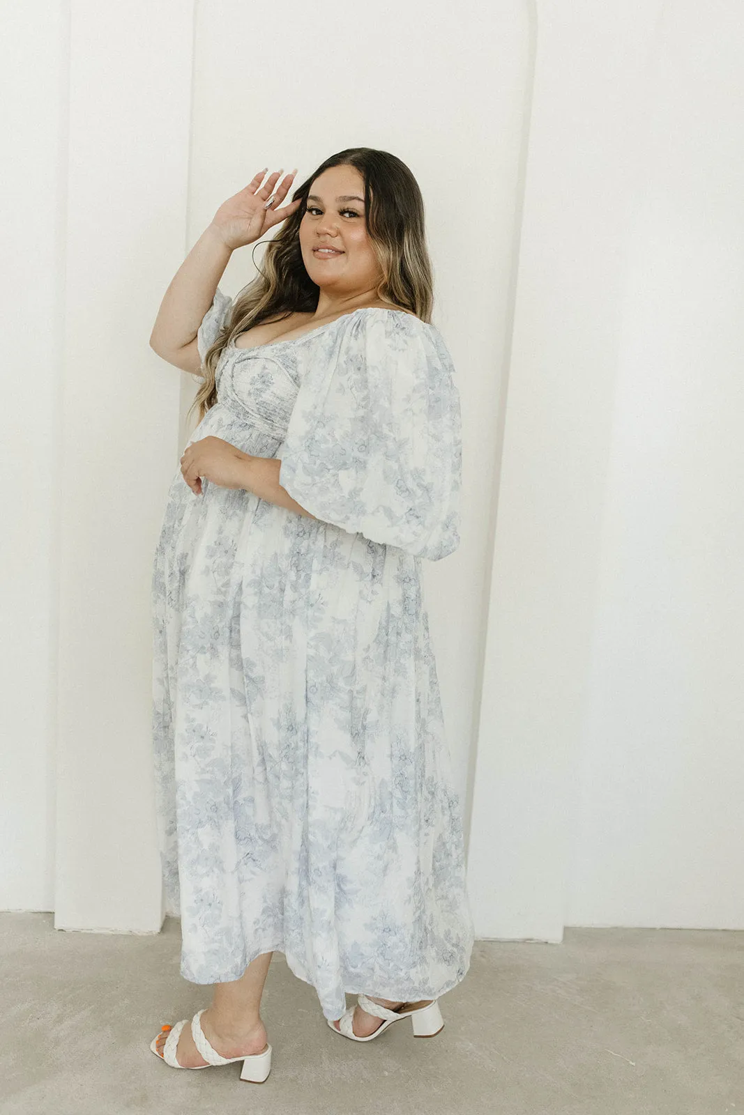 Harlow Maxi Dress in Light Blue Floral - Bump Friendly and Size Inclusive (S-3XL)