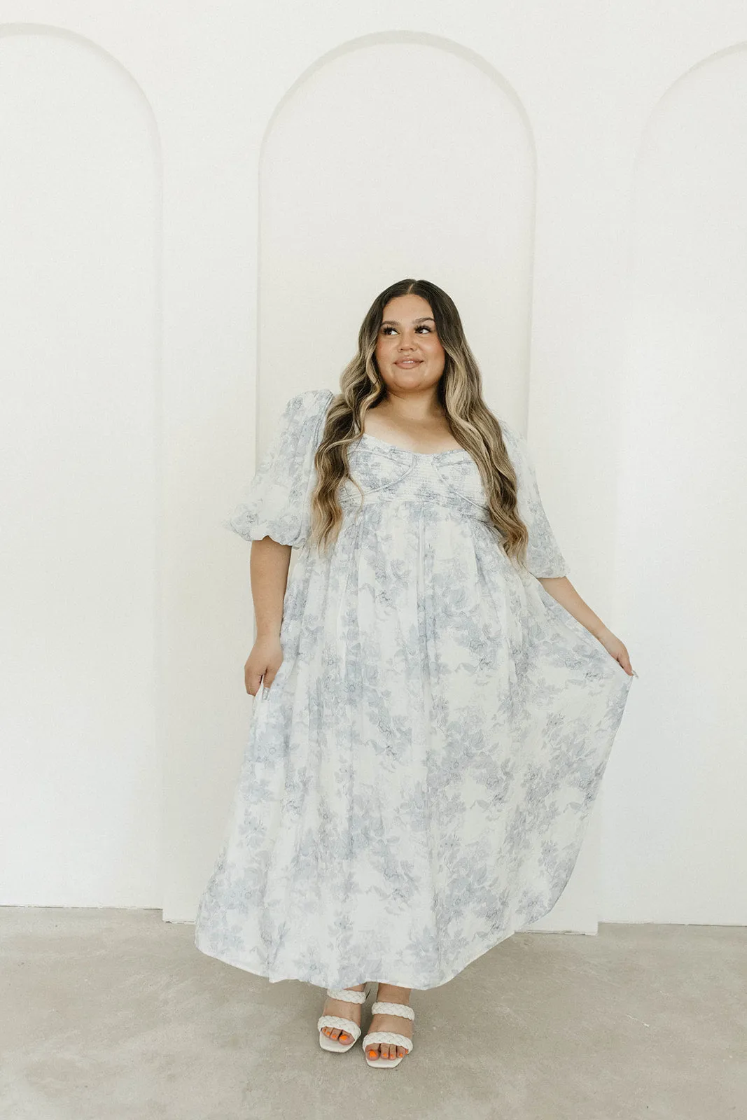 Harlow Maxi Dress in Light Blue Floral - Bump Friendly and Size Inclusive (S-3XL)