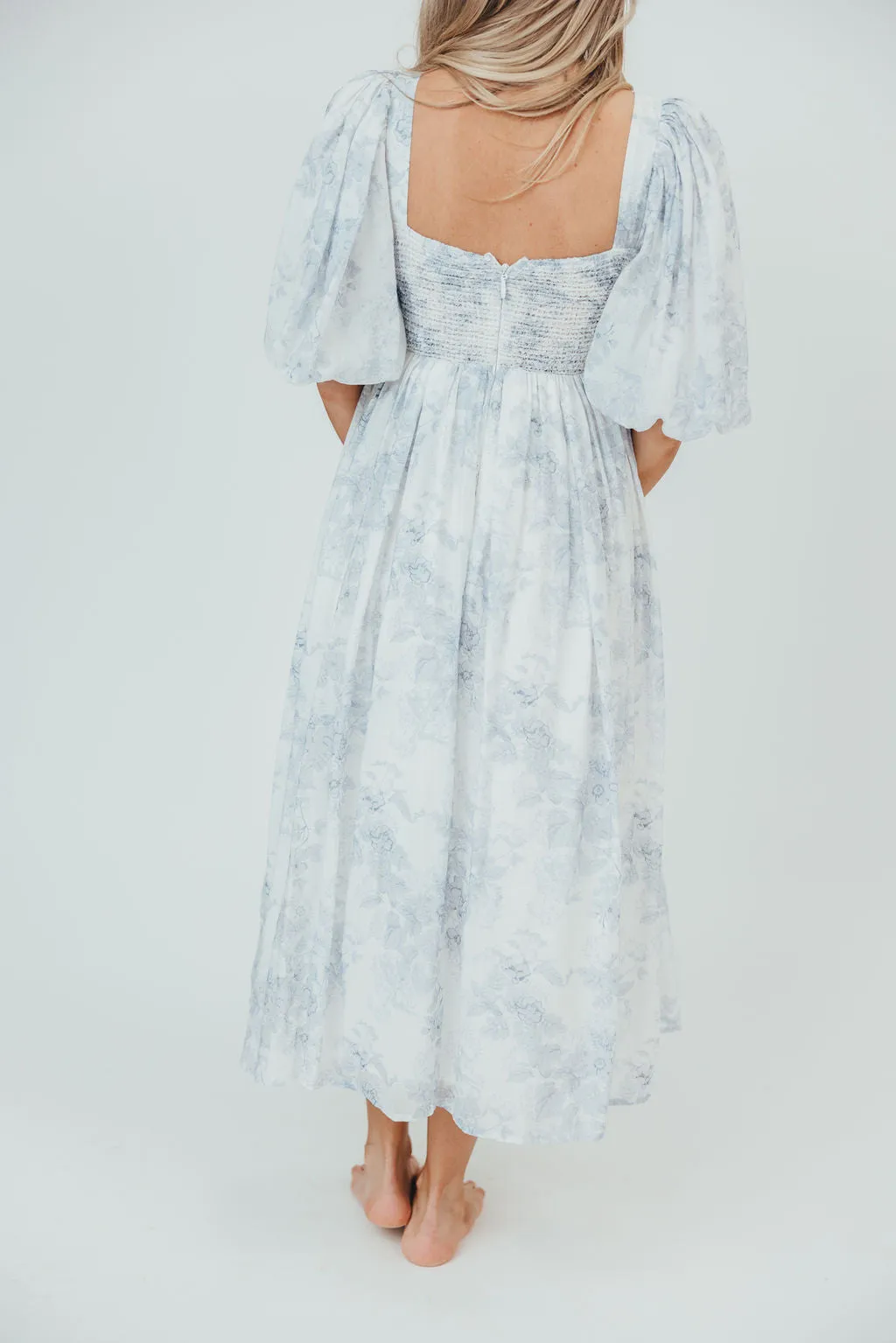 Harlow Maxi Dress in Light Blue Floral - Bump Friendly and Size Inclusive (S-3XL)