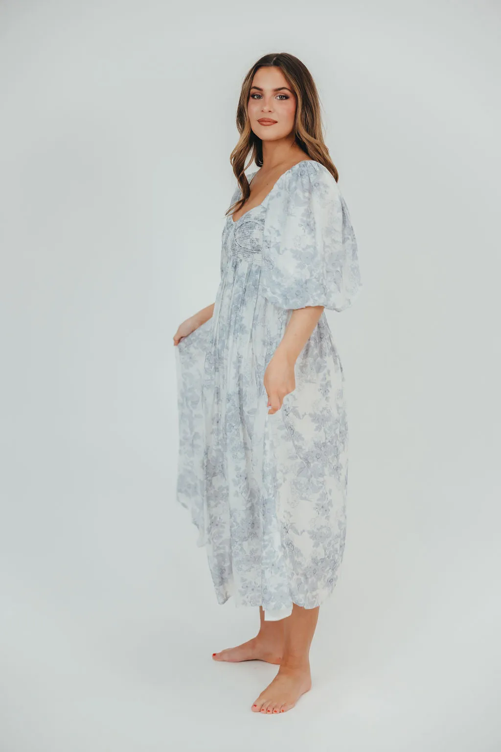 Harlow Maxi Dress in Light Blue Floral - Bump Friendly and Size Inclusive (S-3XL)