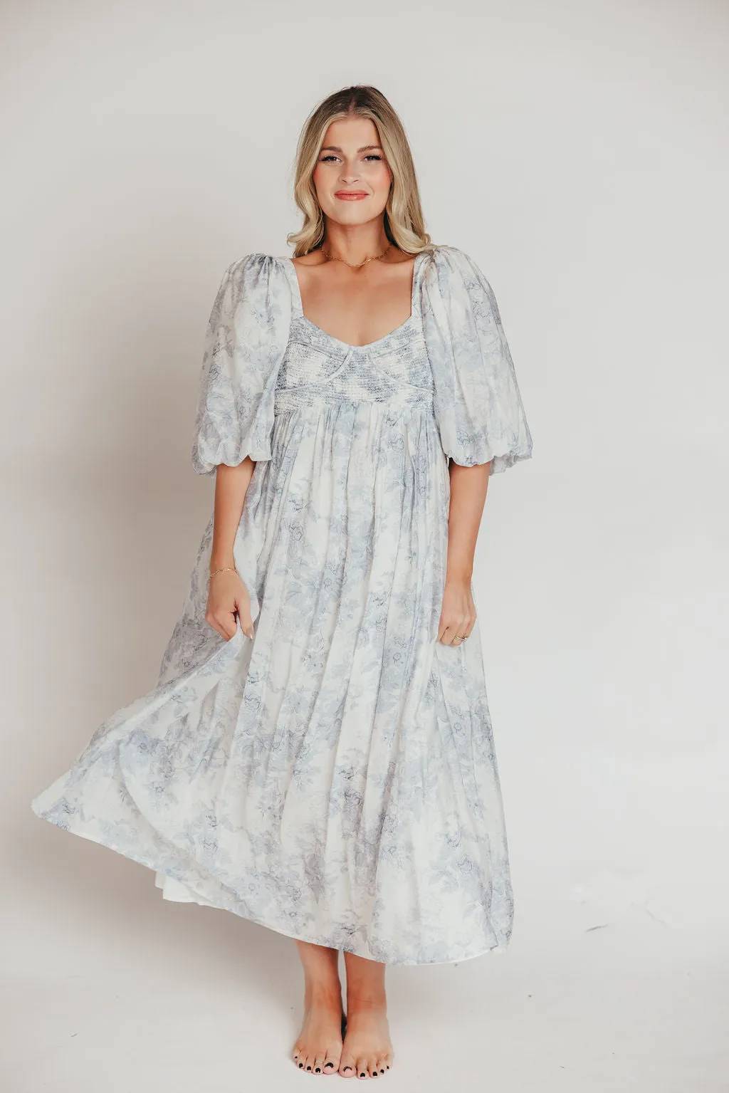 Harlow Maxi Dress in Light Blue Floral - Bump Friendly and Size Inclusive (S-3XL)