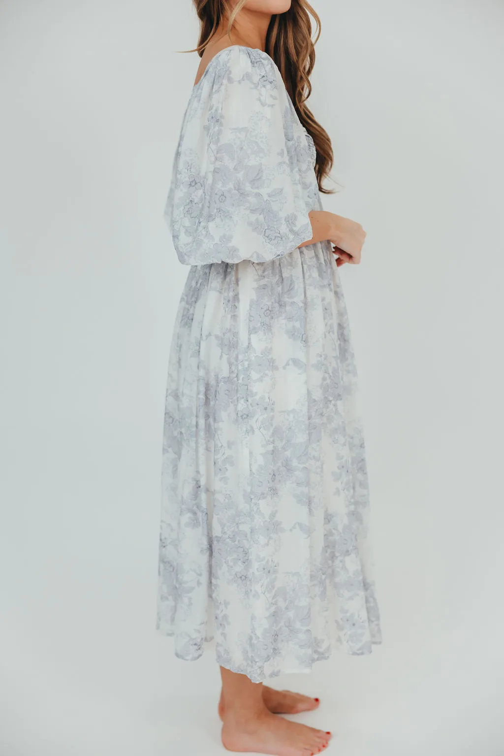 Harlow Maxi Dress in Light Blue Floral - Bump Friendly and Size Inclusive (S-3XL)