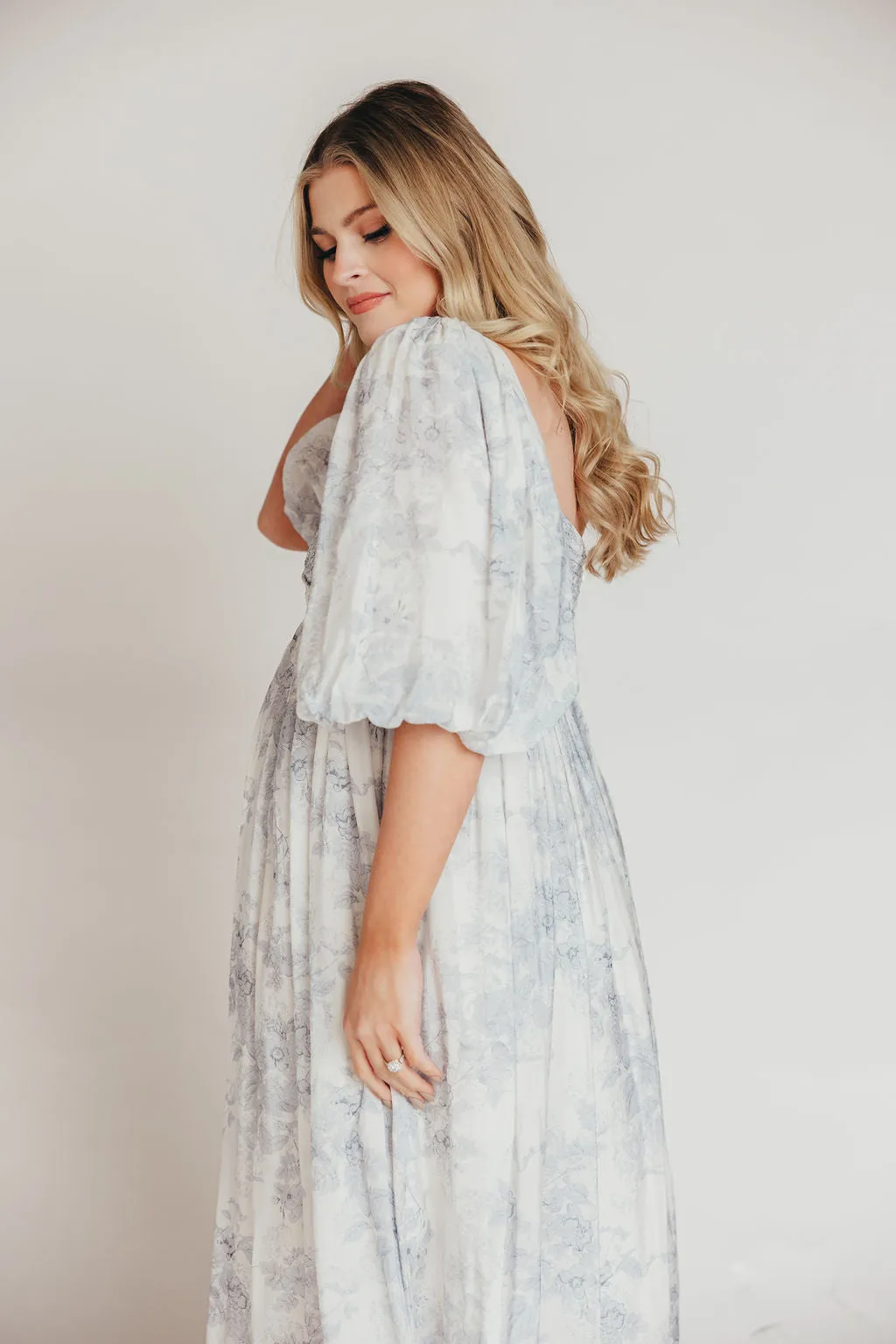 Harlow Maxi Dress in Light Blue Floral - Bump Friendly and Size Inclusive (S-3XL)