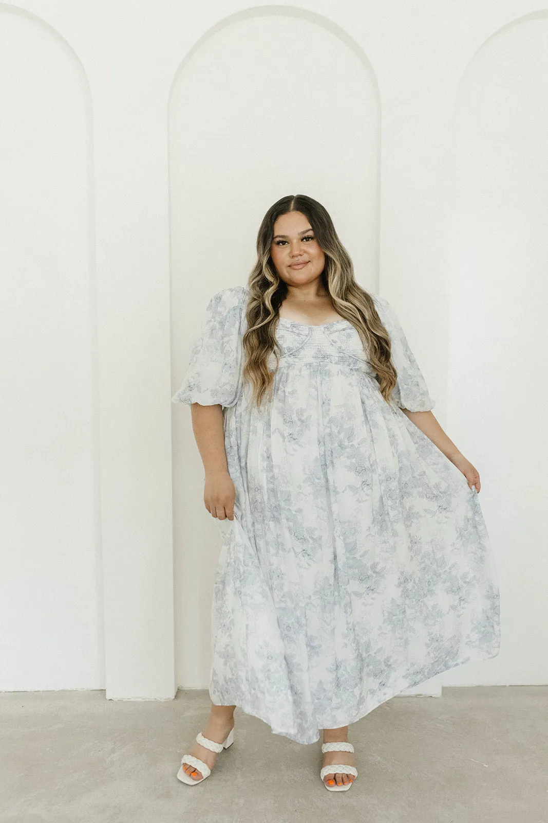 Harlow Maxi Dress in Light Blue Floral - Bump Friendly and Size Inclusive (S-3XL)