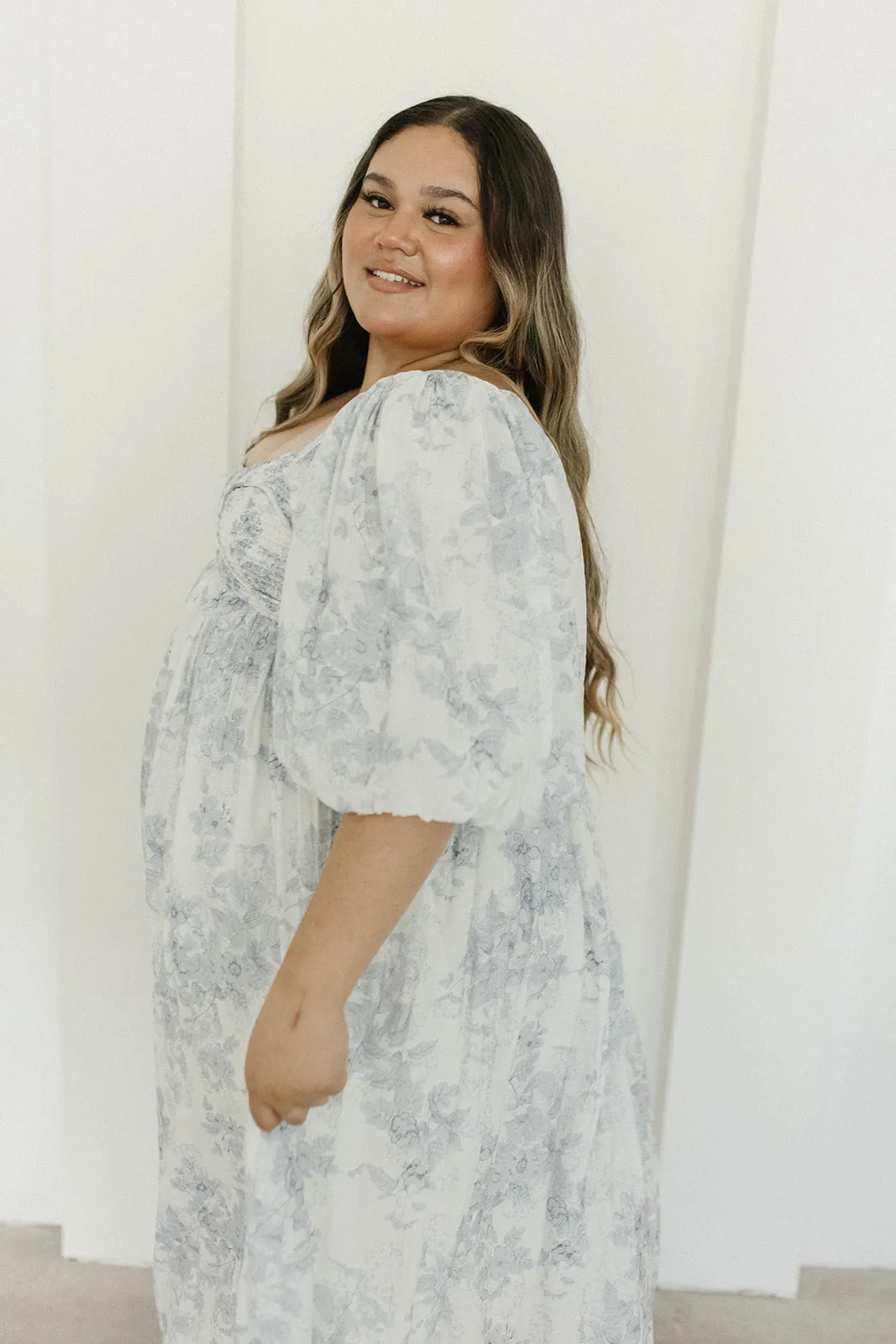 Harlow Maxi Dress in Light Blue Floral - Bump Friendly and Size Inclusive (S-3XL)