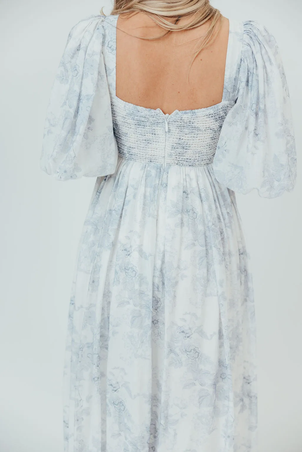 Harlow Maxi Dress in Light Blue Floral - Bump Friendly and Size Inclusive (S-3XL)