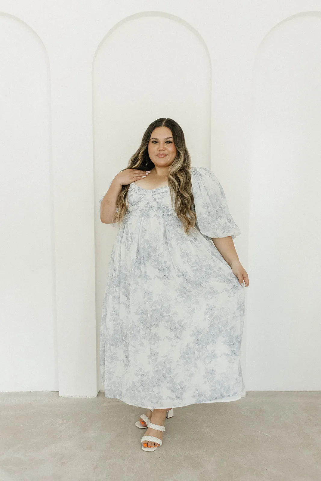 Harlow Maxi Dress in Light Blue Floral - Bump Friendly and Size Inclusive (S-3XL)