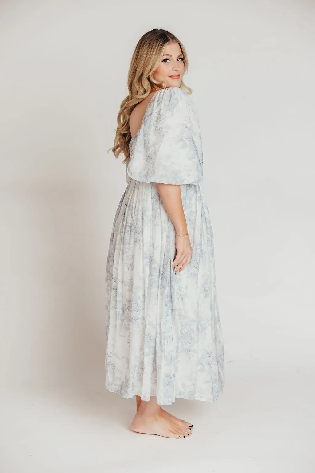Harlow Maxi Dress in Light Blue Floral - Bump Friendly and Size Inclusive (S-3XL)