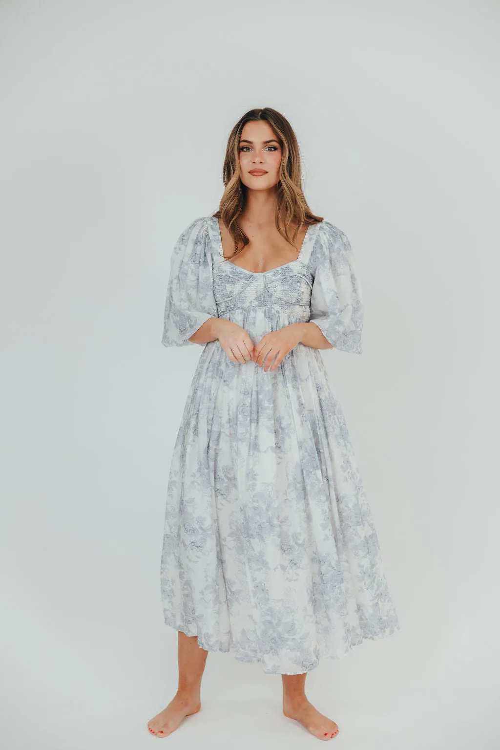 Harlow Maxi Dress in Light Blue Floral - Bump Friendly and Size Inclusive (S-3XL)