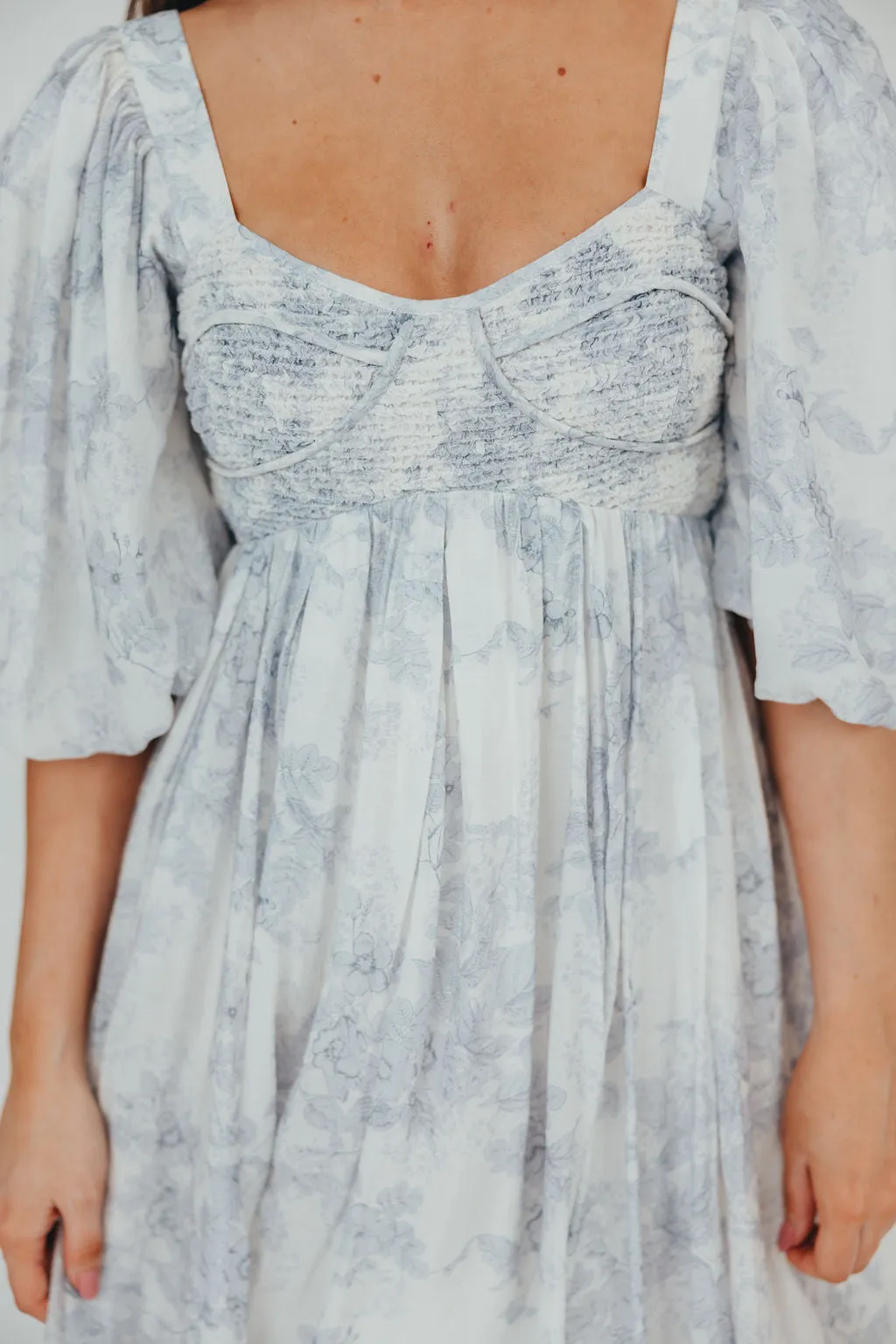 Harlow Maxi Dress in Light Blue Floral - Bump Friendly and Size Inclusive (S-3XL)