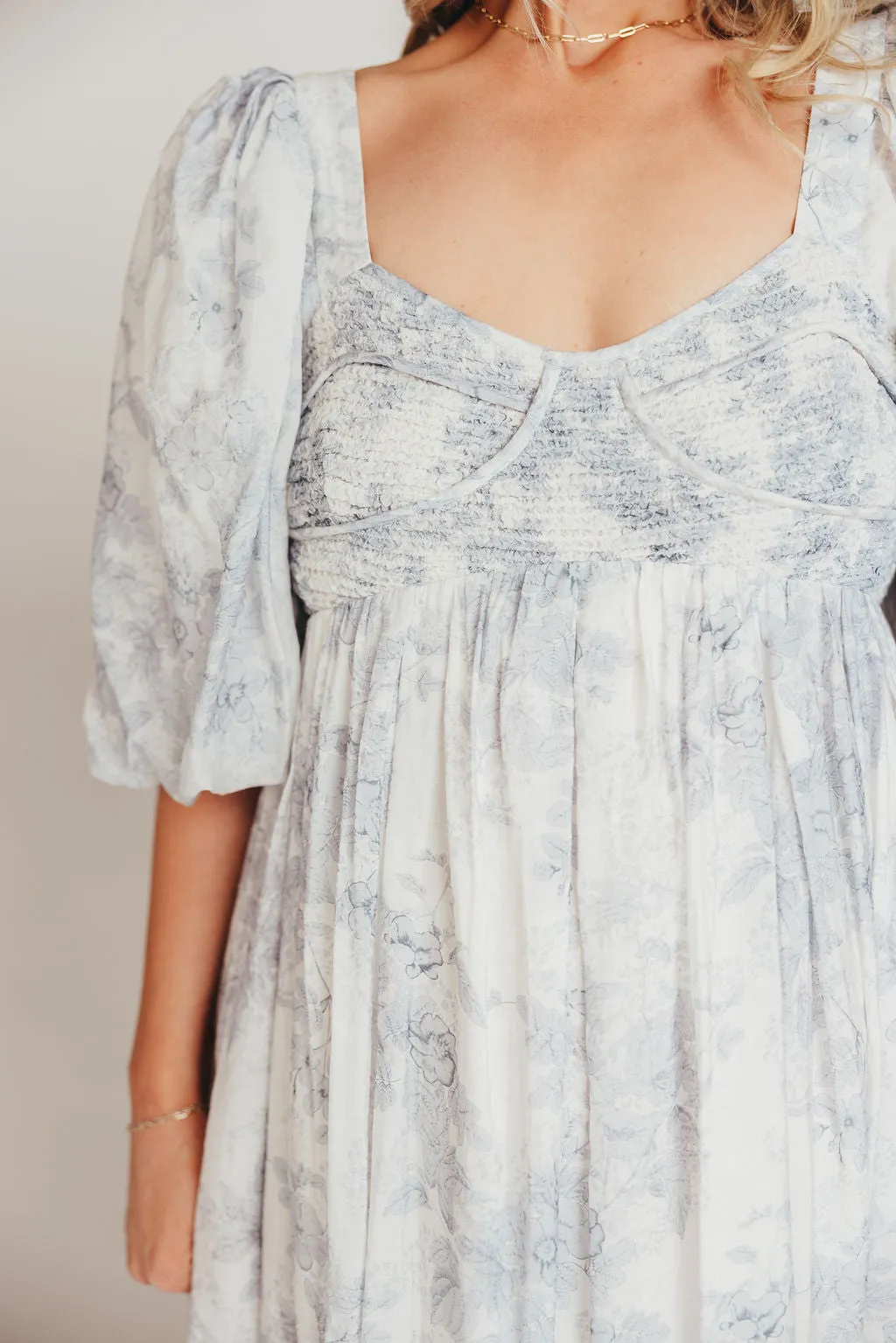 Harlow Maxi Dress in Light Blue Floral - Bump Friendly and Size Inclusive (S-3XL)
