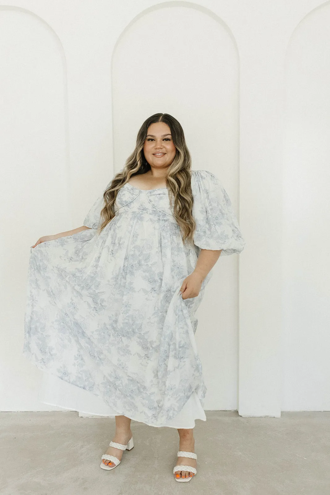 Harlow Maxi Dress in Light Blue Floral - Bump Friendly and Size Inclusive (S-3XL)