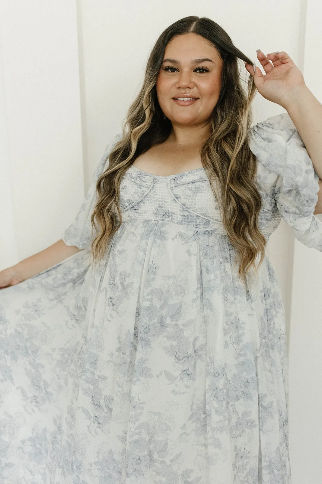 Harlow Maxi Dress in Light Blue Floral - Bump Friendly and Size Inclusive (S-3XL)