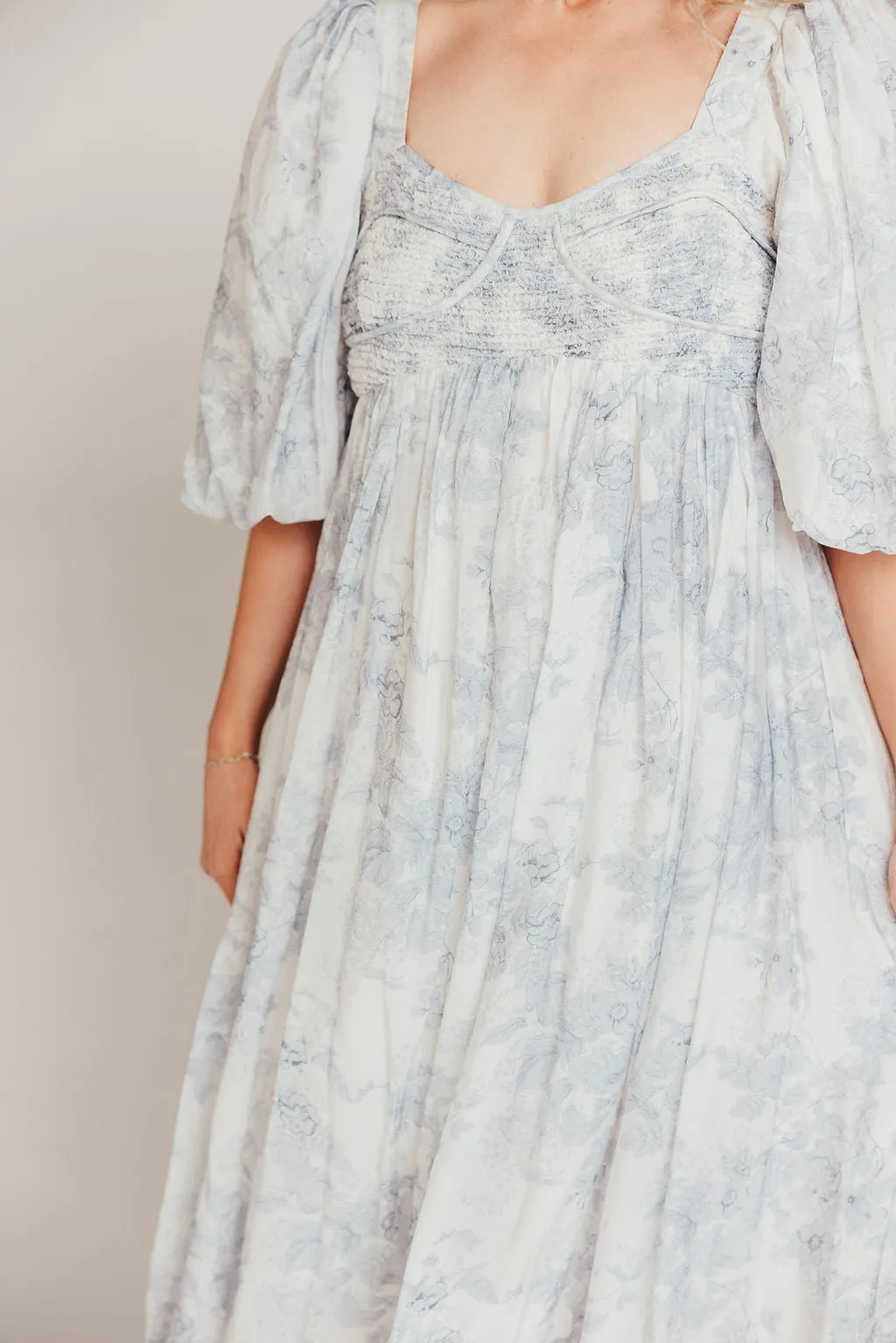 Harlow Maxi Dress in Light Blue Floral - Bump Friendly and Size Inclusive (S-3XL)