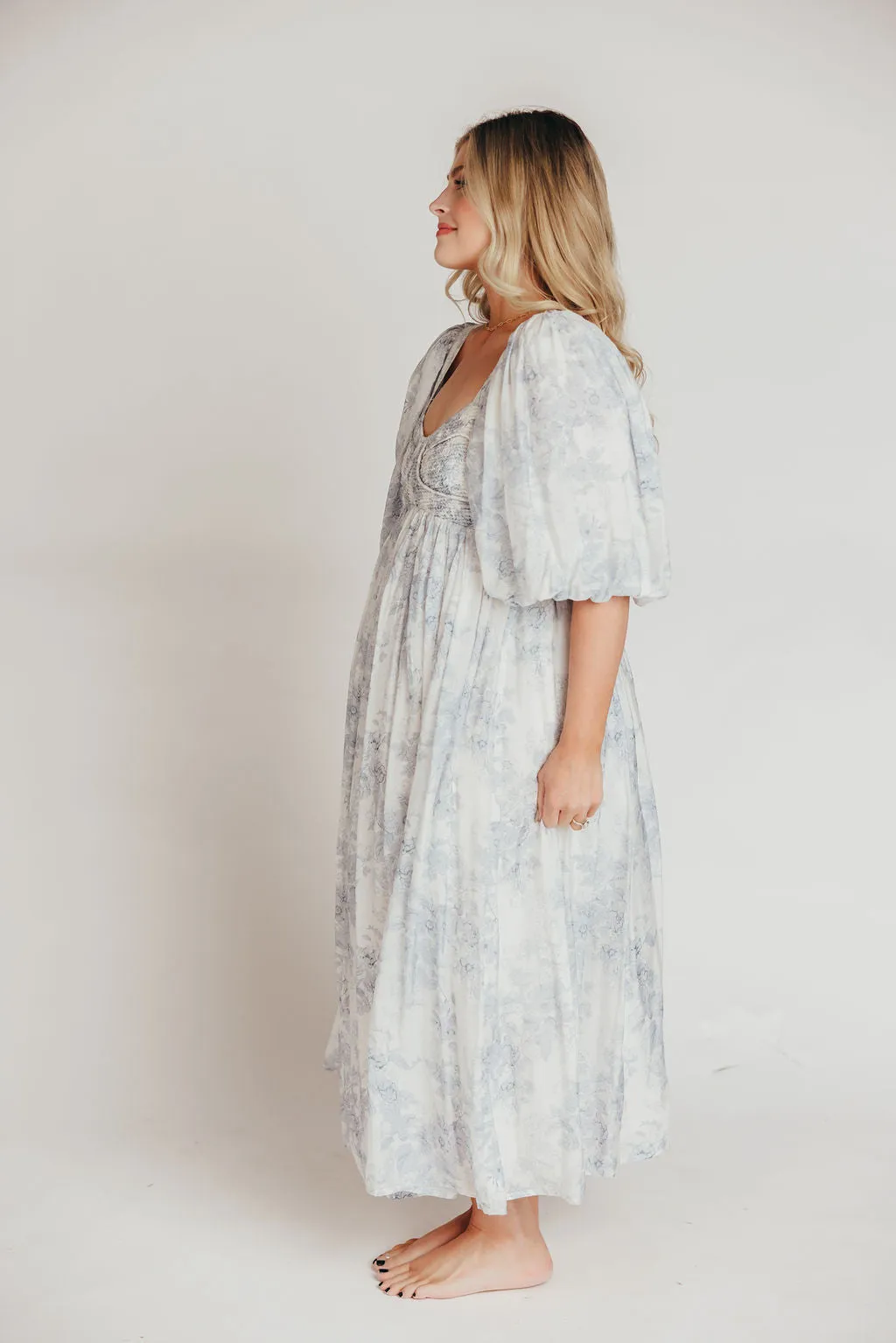 Harlow Maxi Dress in Light Blue Floral - Bump Friendly and Size Inclusive (S-3XL)