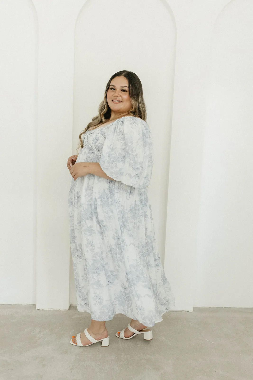 Harlow Maxi Dress in Light Blue Floral - Bump Friendly and Size Inclusive (S-3XL)