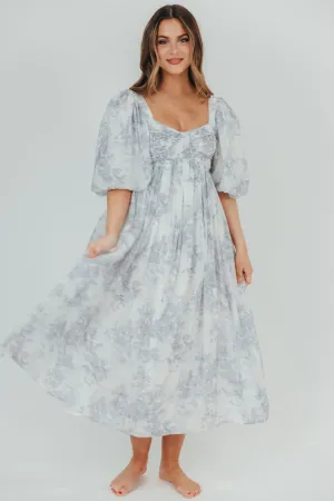 Harlow Maxi Dress in Light Blue Floral - Bump Friendly and Size Inclusive (S-3XL)