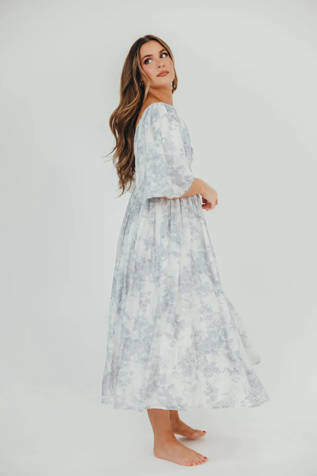 Harlow Maxi Dress in Light Blue Floral - Bump Friendly and Size Inclusive (S-3XL)