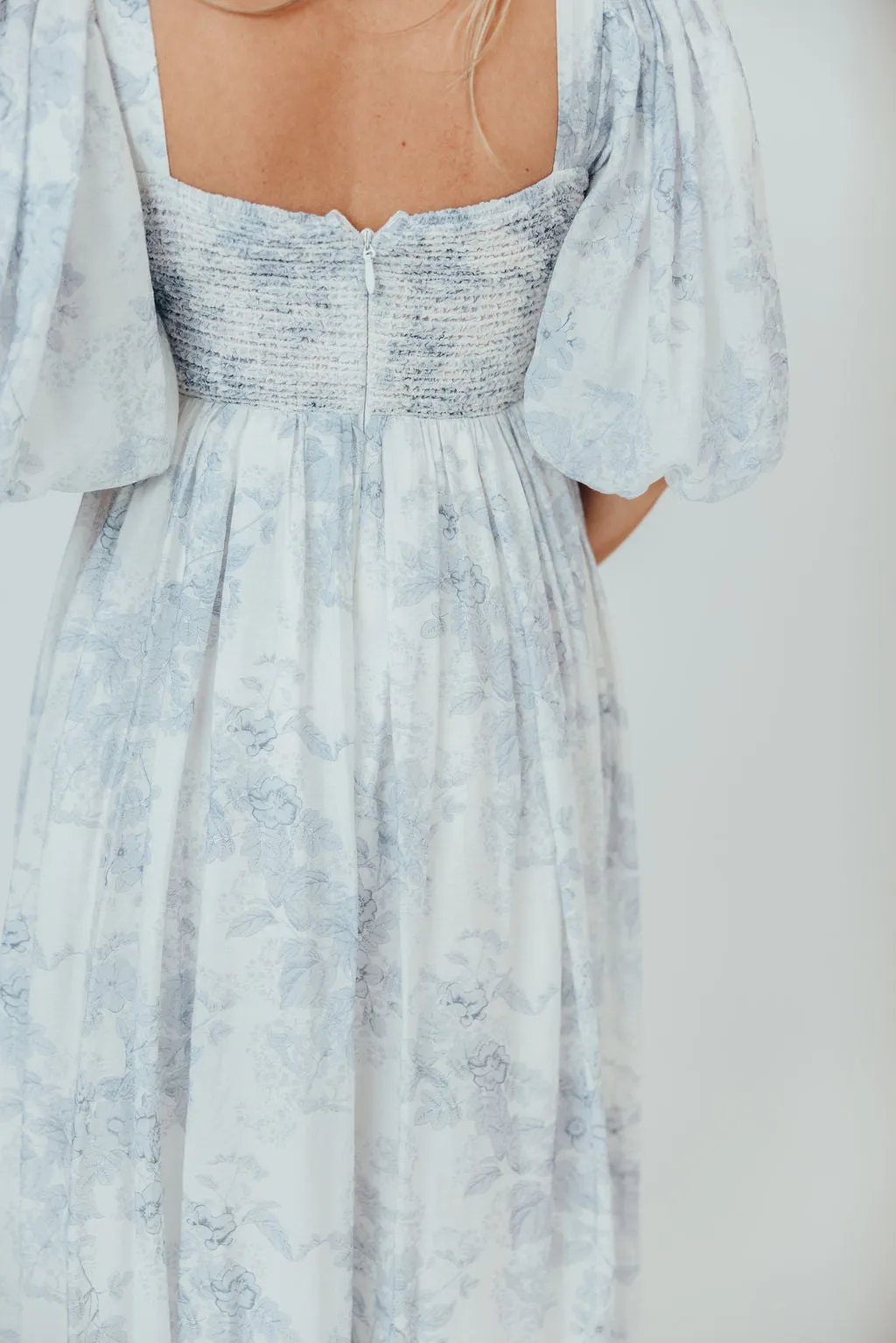 Harlow Maxi Dress in Light Blue Floral - Bump Friendly and Size Inclusive (S-3XL)