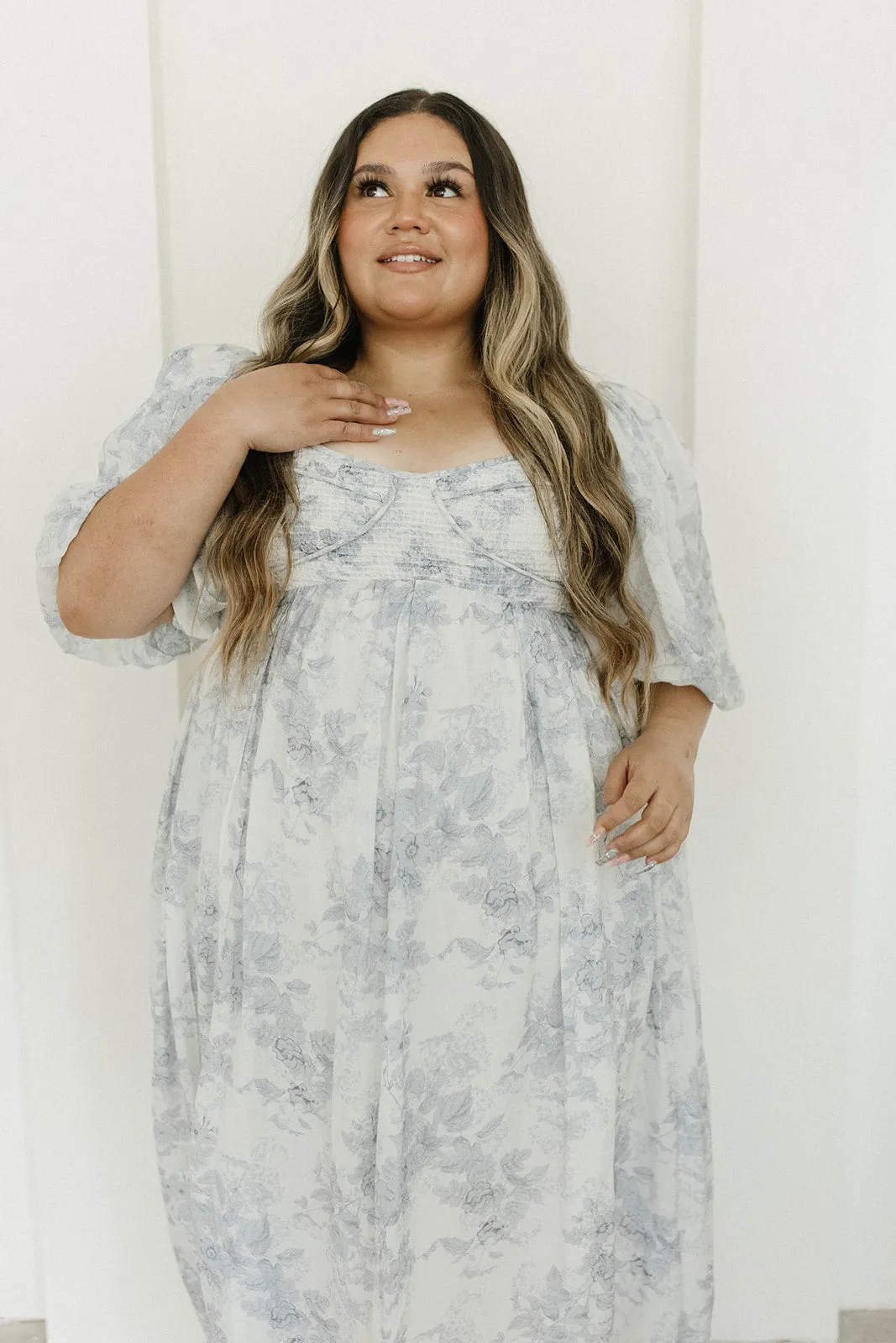Harlow Maxi Dress in Light Blue Floral - Bump Friendly and Size Inclusive (S-3XL)