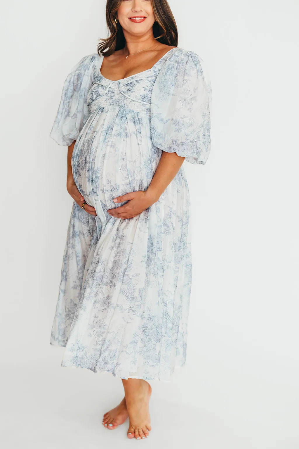 Harlow Maxi Dress in Light Blue Floral - Bump Friendly and Size Inclusive (S-3XL)
