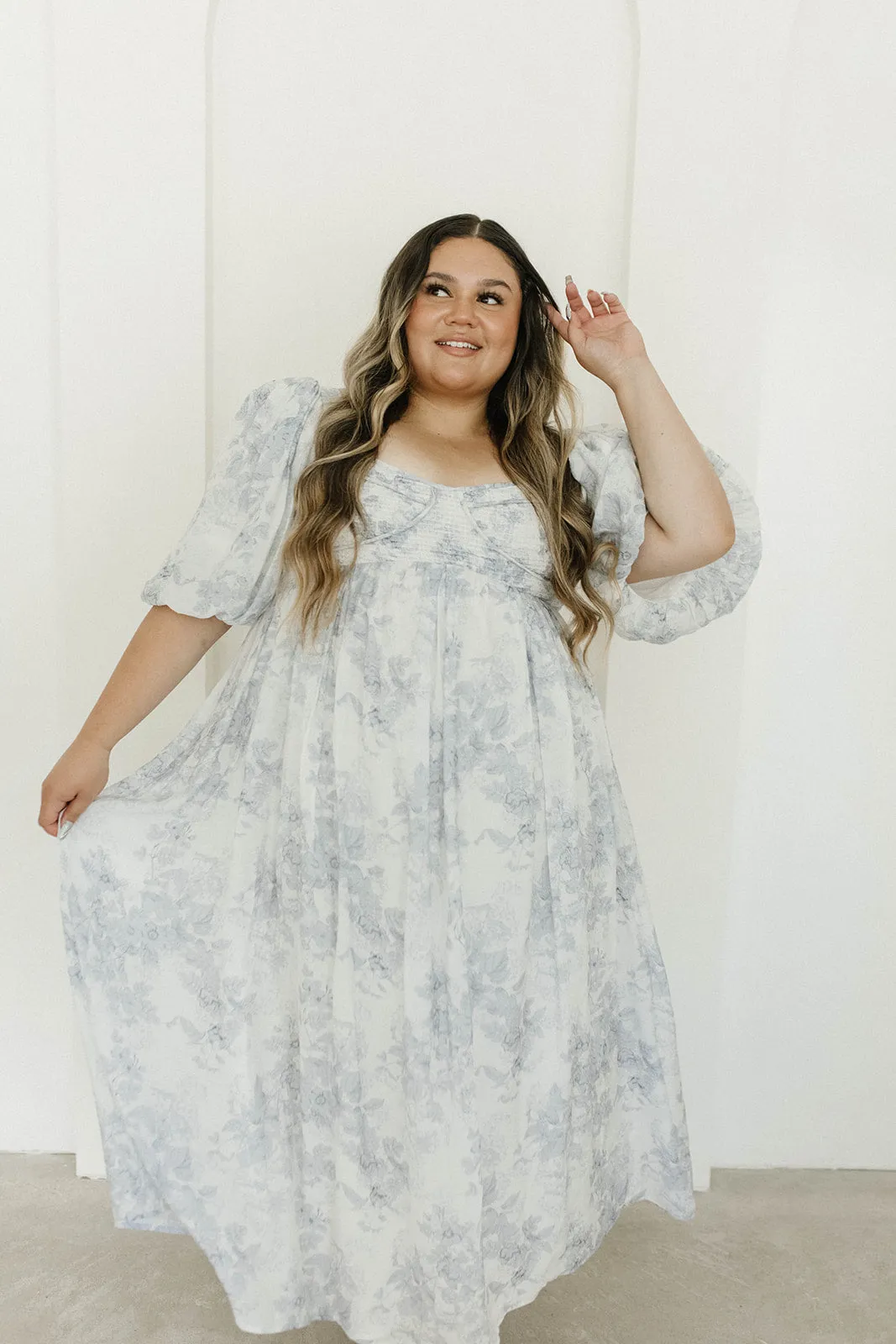 Harlow Maxi Dress in Light Blue Floral - Bump Friendly and Size Inclusive (S-3XL)