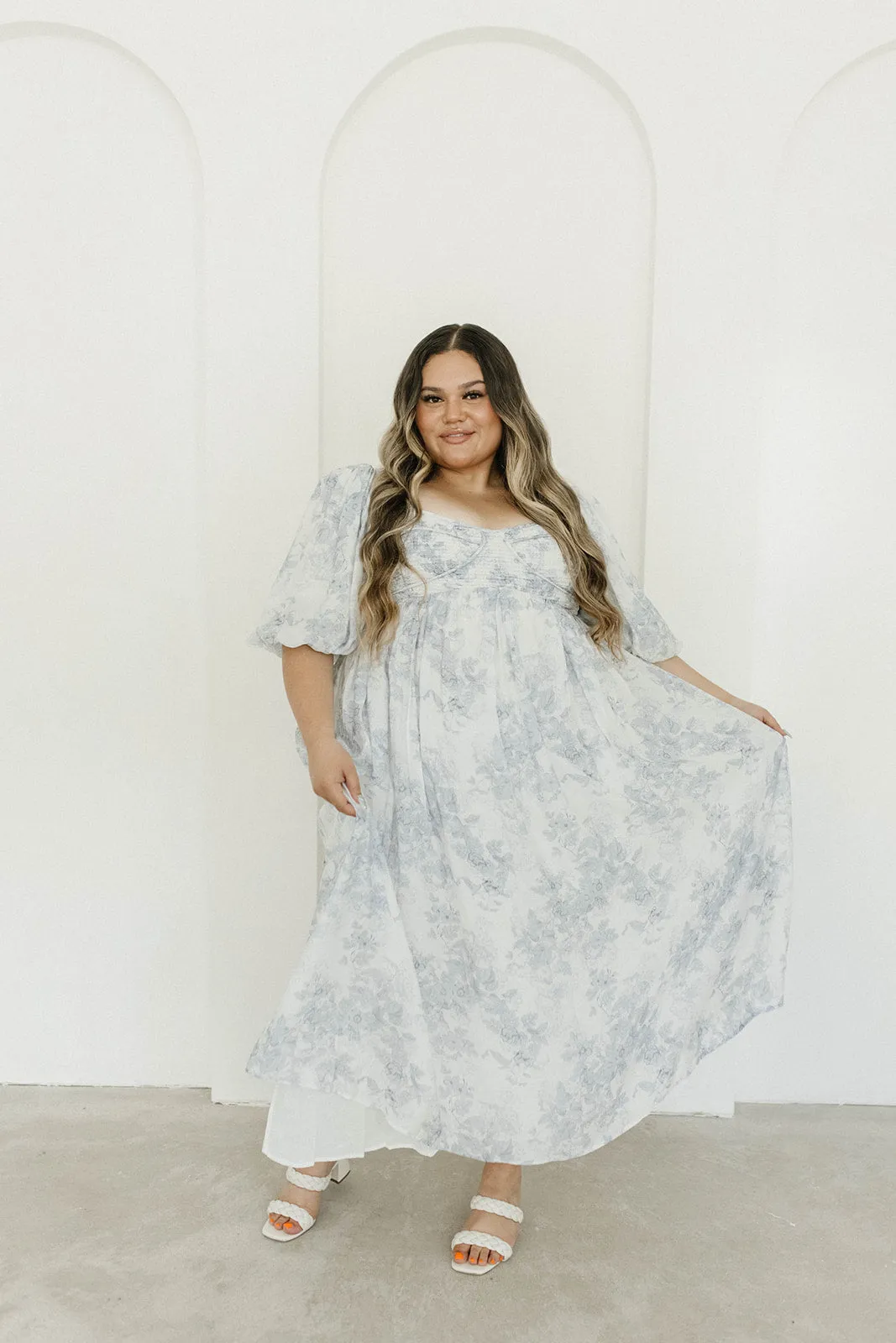 Harlow Maxi Dress in Light Blue Floral - Bump Friendly and Size Inclusive (S-3XL)