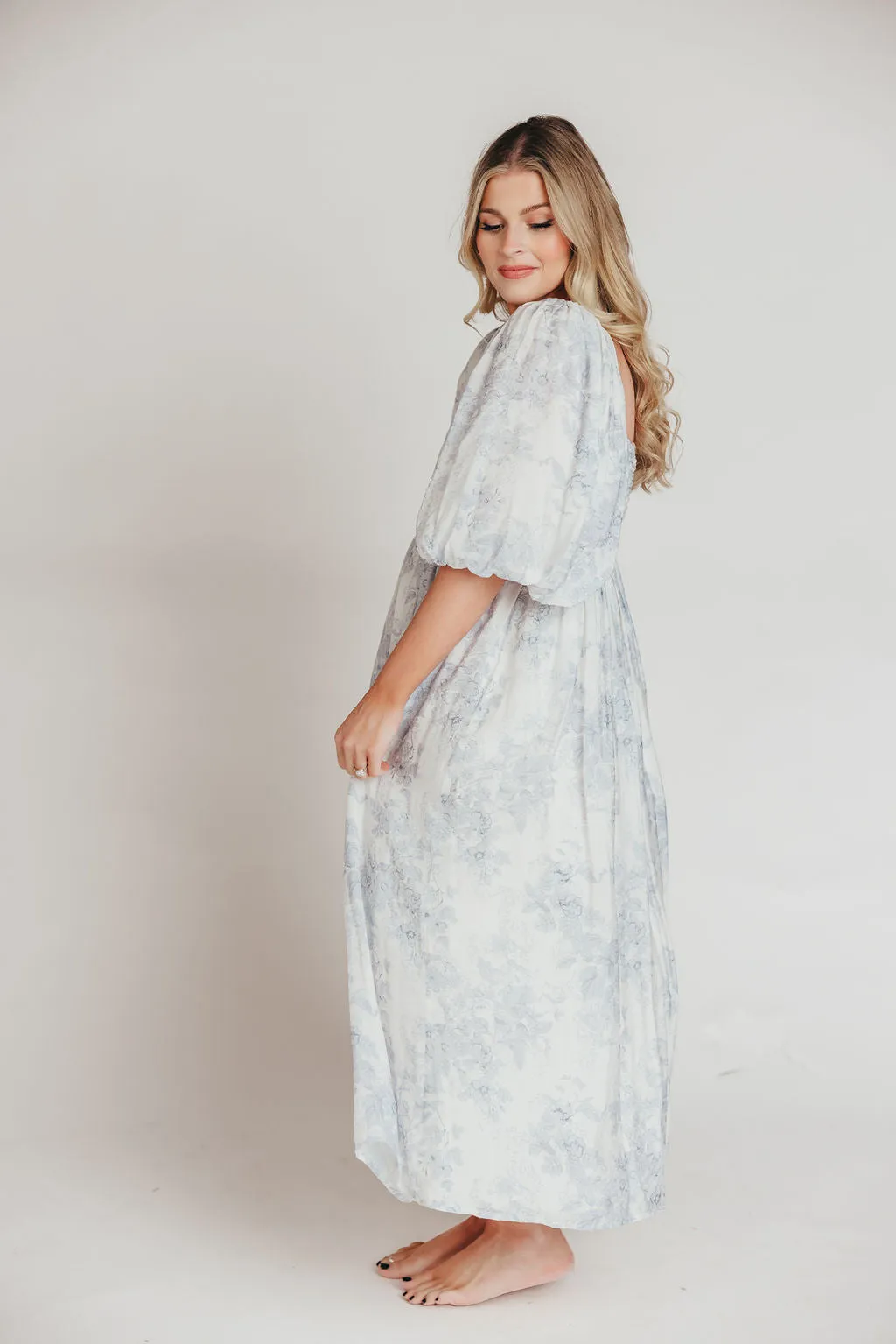 Harlow Maxi Dress in Light Blue Floral - Bump Friendly and Size Inclusive (S-3XL)