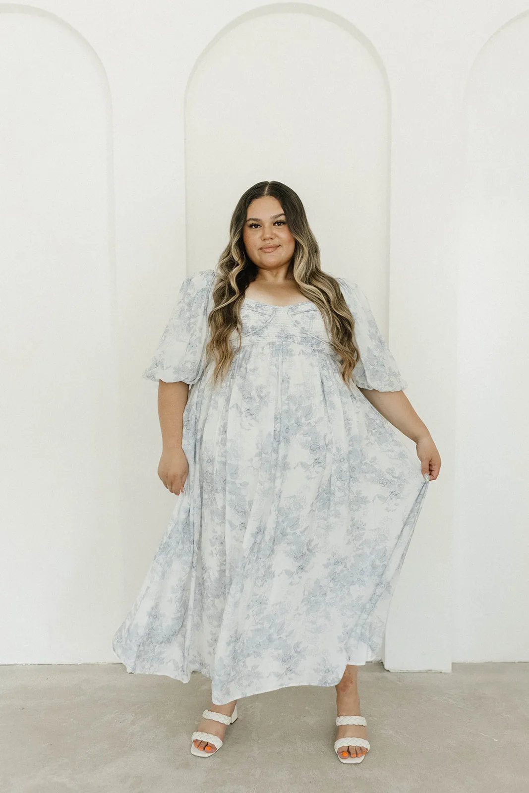 Harlow Maxi Dress in Light Blue Floral - Bump Friendly and Size Inclusive (S-3XL)