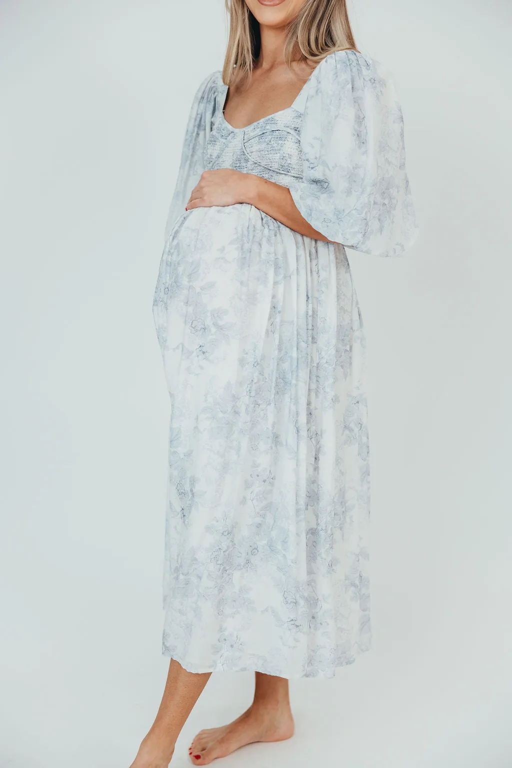 Harlow Maxi Dress in Light Blue Floral - Bump Friendly and Size Inclusive (S-3XL)