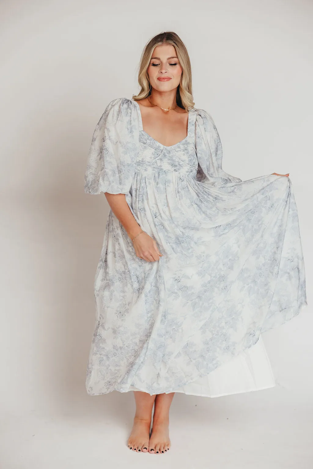 Harlow Maxi Dress in Light Blue Floral - Bump Friendly and Size Inclusive (S-3XL)