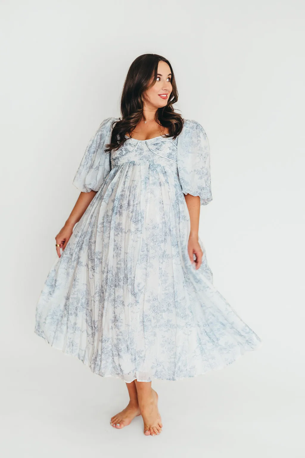 Harlow Maxi Dress in Light Blue Floral - Bump Friendly and Size Inclusive (S-3XL)