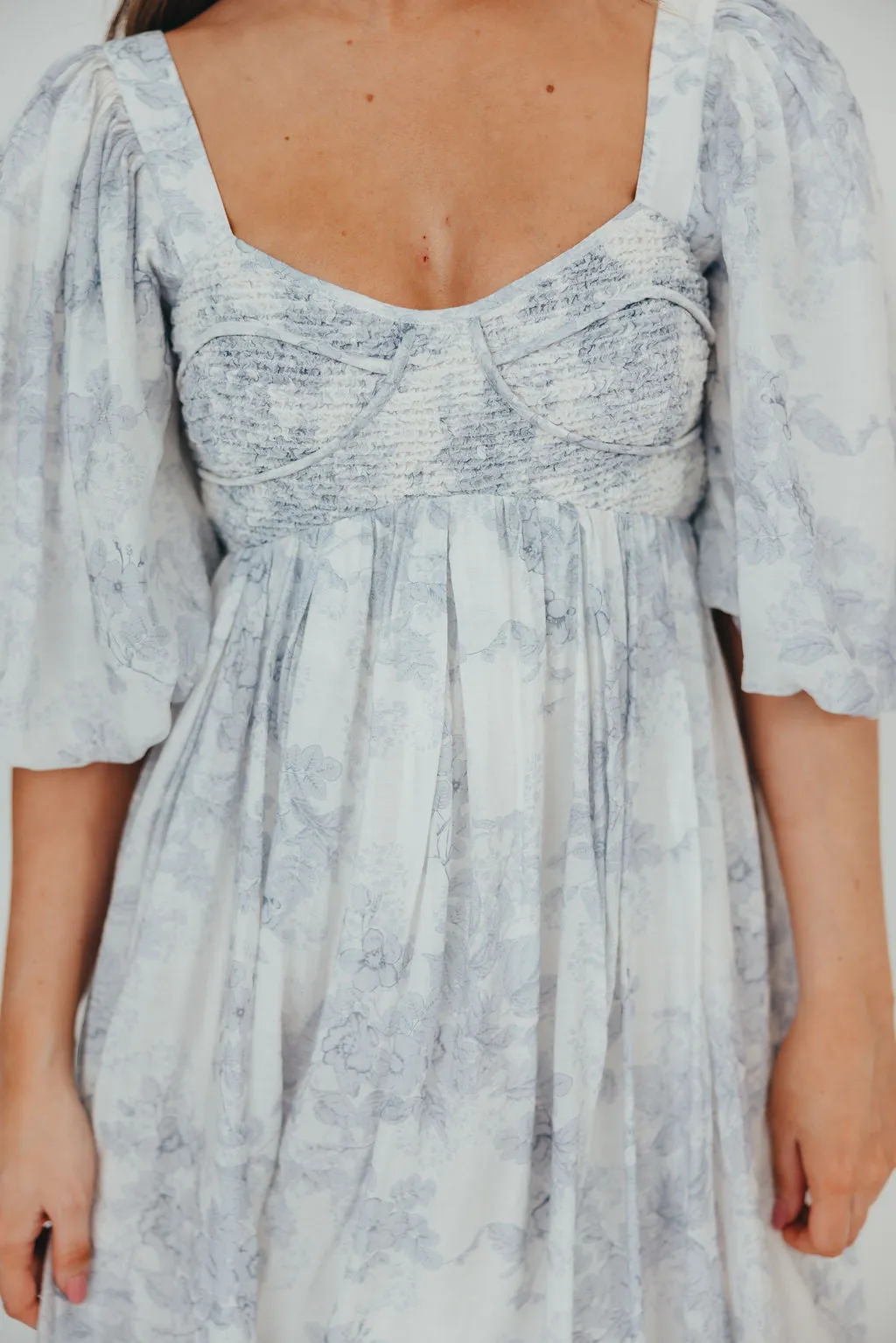 Harlow Maxi Dress in Light Blue Floral - Bump Friendly and Size Inclusive (S-3XL)