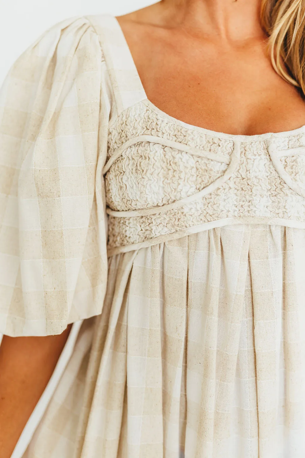 Harlow Maxi Dress in Natural Plaid - Bump Friendly (S-3XL)