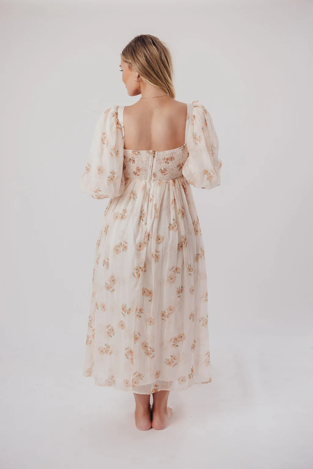 Harlow Maxi Dress in Taupe Floral - Bump Friendly & Inclusive Sizing (S-3XL)