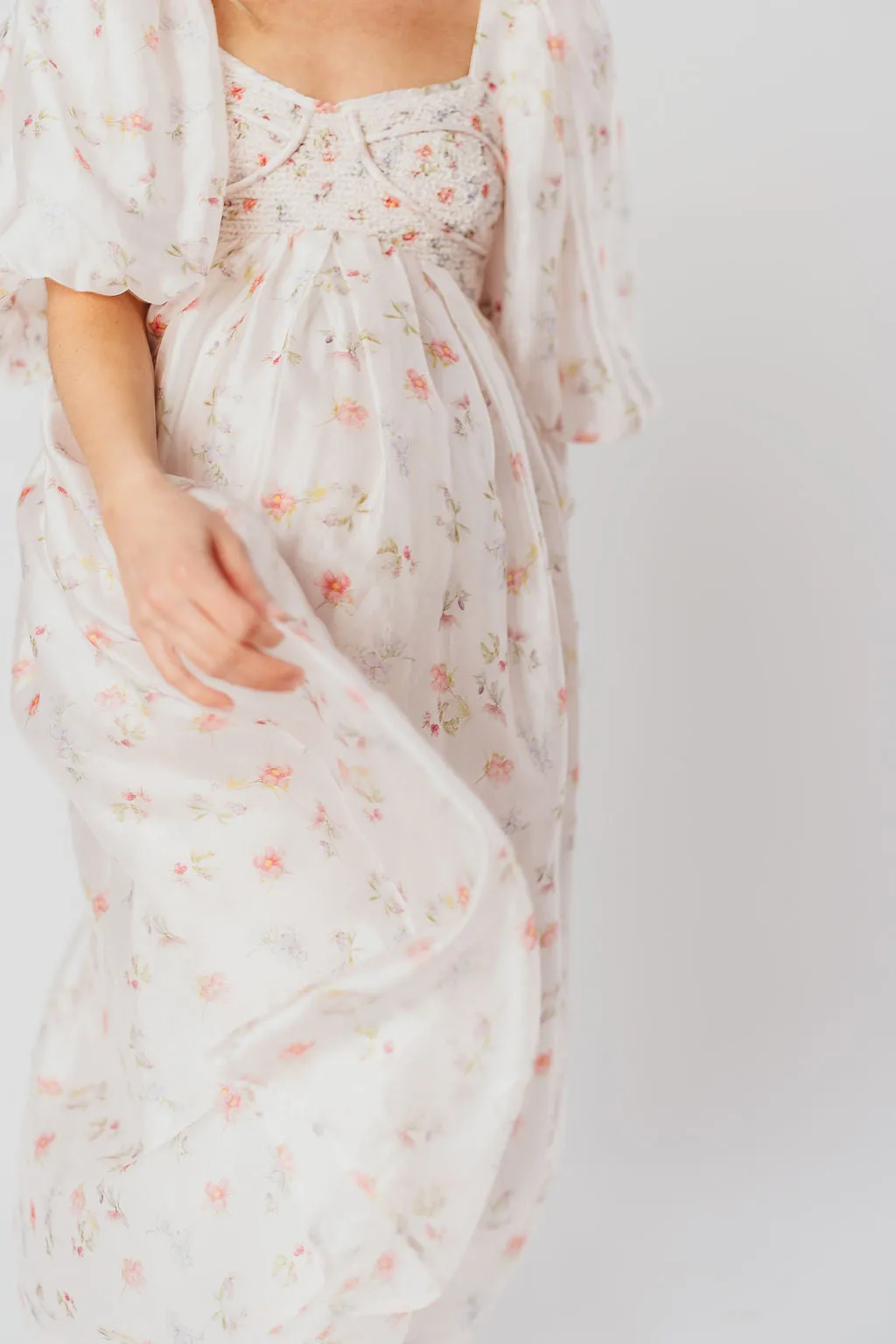 Harlow Maxi Dress in Tiny Pink Floral - Bump Friendly & Inclusive Sizing (S-3XL)